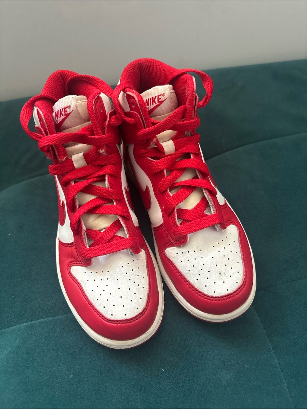 Nike Kids Red and White High-Top Sneakers
